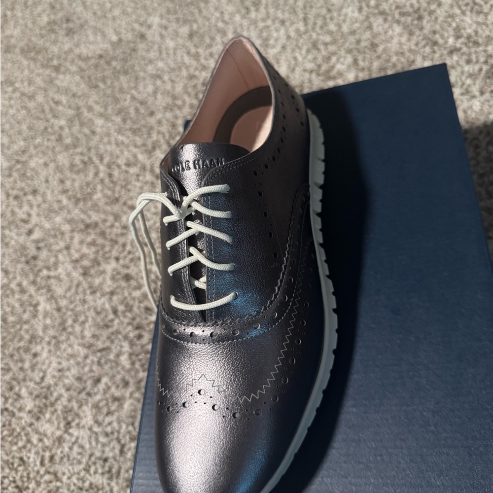 Cole Haan Metallic Bronze Wingtip Oxford with White Laces